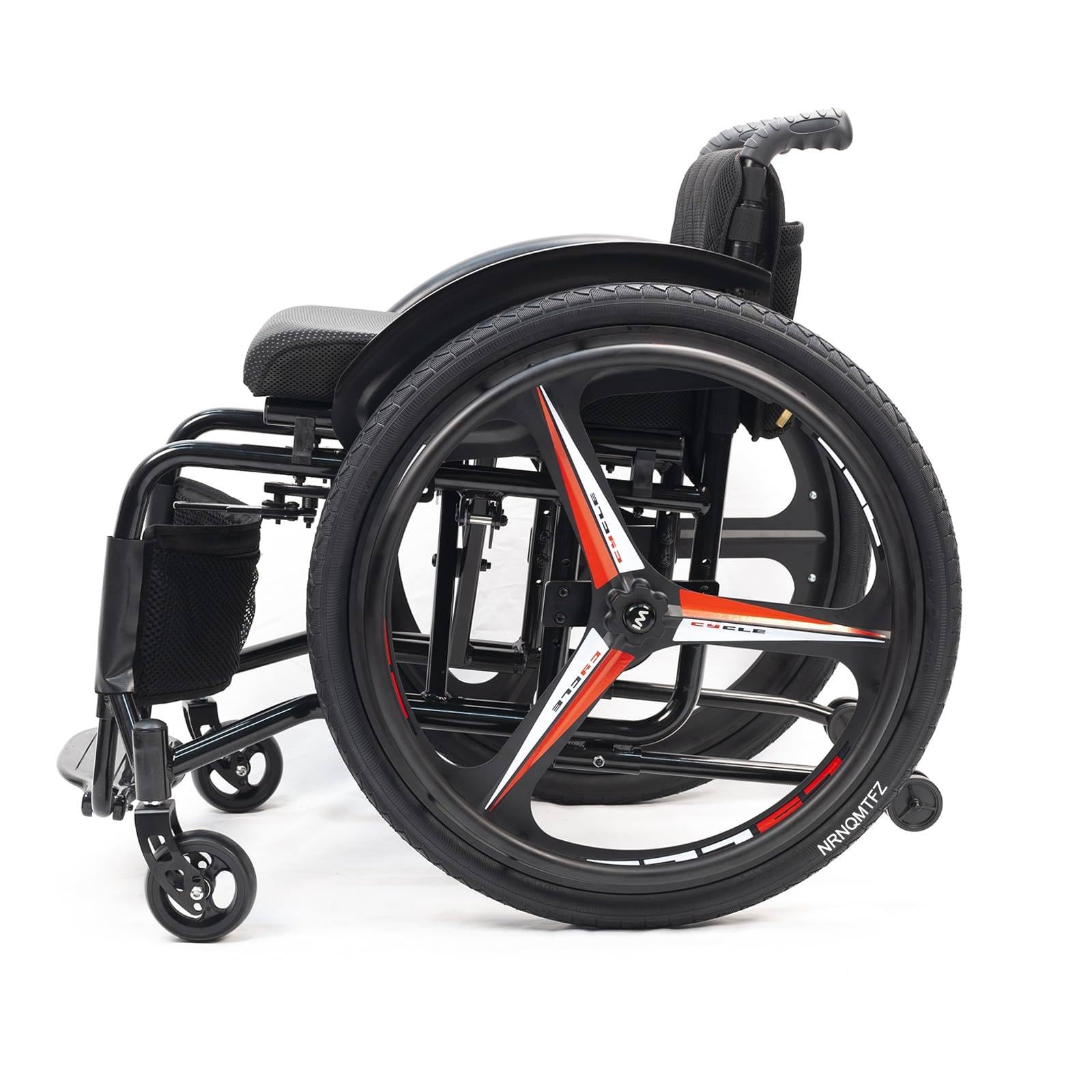 Silla de ruedas ultraligera deportiva y todo terreno, capacidad de 220 libras, ancho de asiento ajustable de 42 cm para mayor movilidad y rendimiento