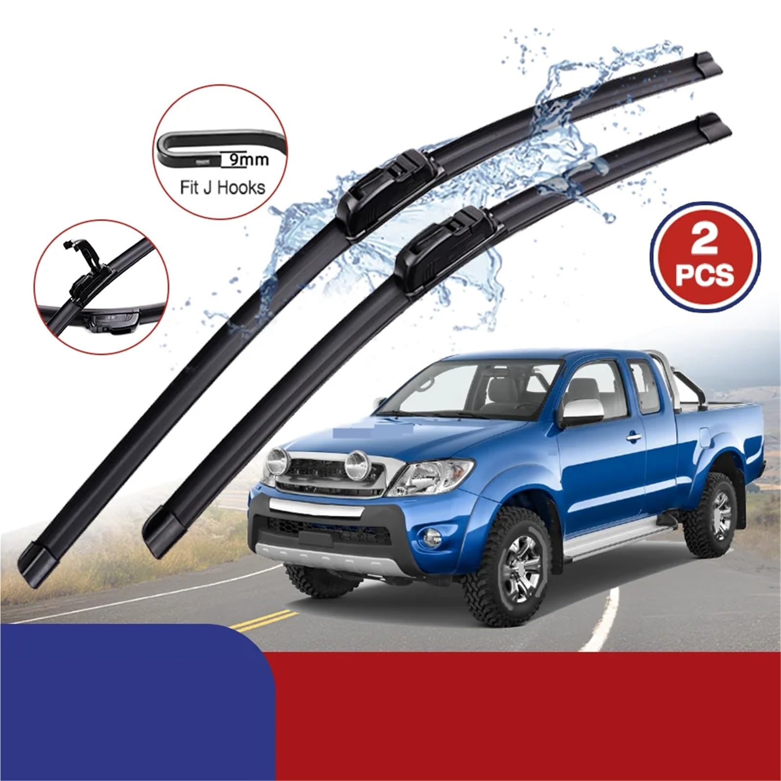 Limpiaparabrisas Vehículo Compatible Con Toyota Para Hilux Para N140 Para N150 1997 1998 1999 2000 2001 2002 Limpiaparabrisas De Coche Para Tipo U Goma Sin Hueso HD 17"+17"