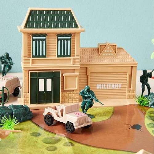 Miniatura 4 de Juego de soldados de juguete de 400 piezas para niños, pequeñas figuras de acción de plástico con mapa de campo de batalla militar, accesorios de