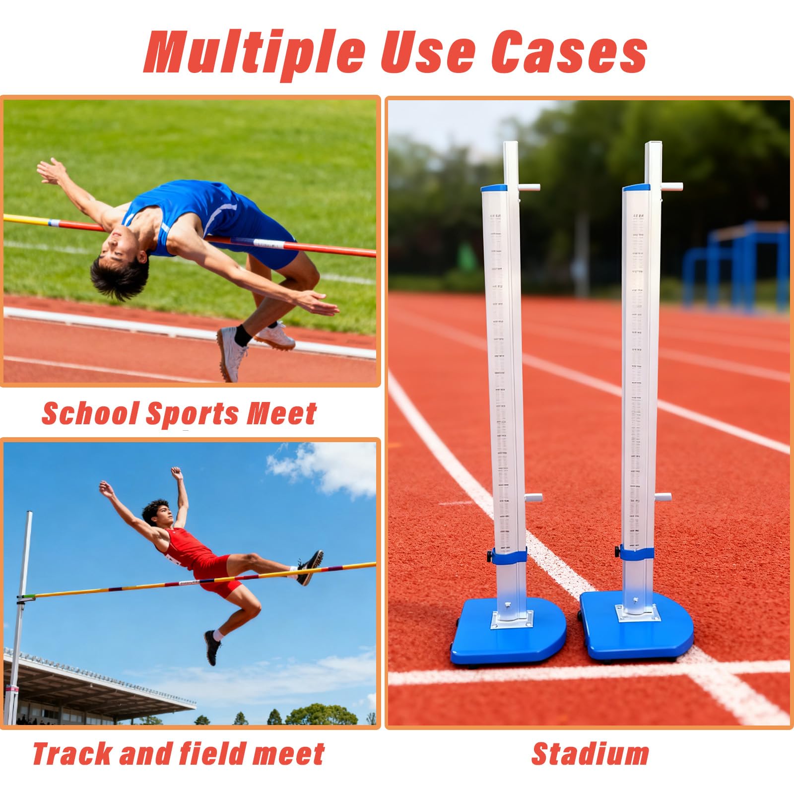 Aluminum High Jump Standards, Moveable Posts with Centimeter Scale, High School High Jump Training Equipment for Track and Field