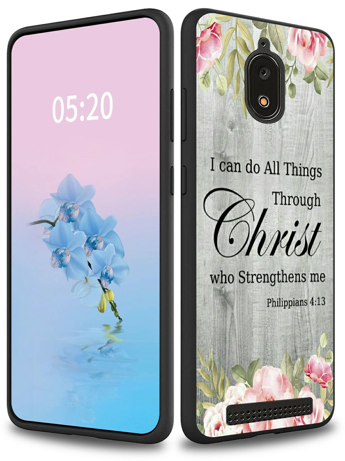 Rossyfor BLU View 2 Case for BLU View 2 B130DL Phone Case With Bible Verse Philippians 4-13 Stylish Pattern for Women Men Slim Soft TPU Silicone Shockproof Protective Cover Case for BLU View 2 B130DL