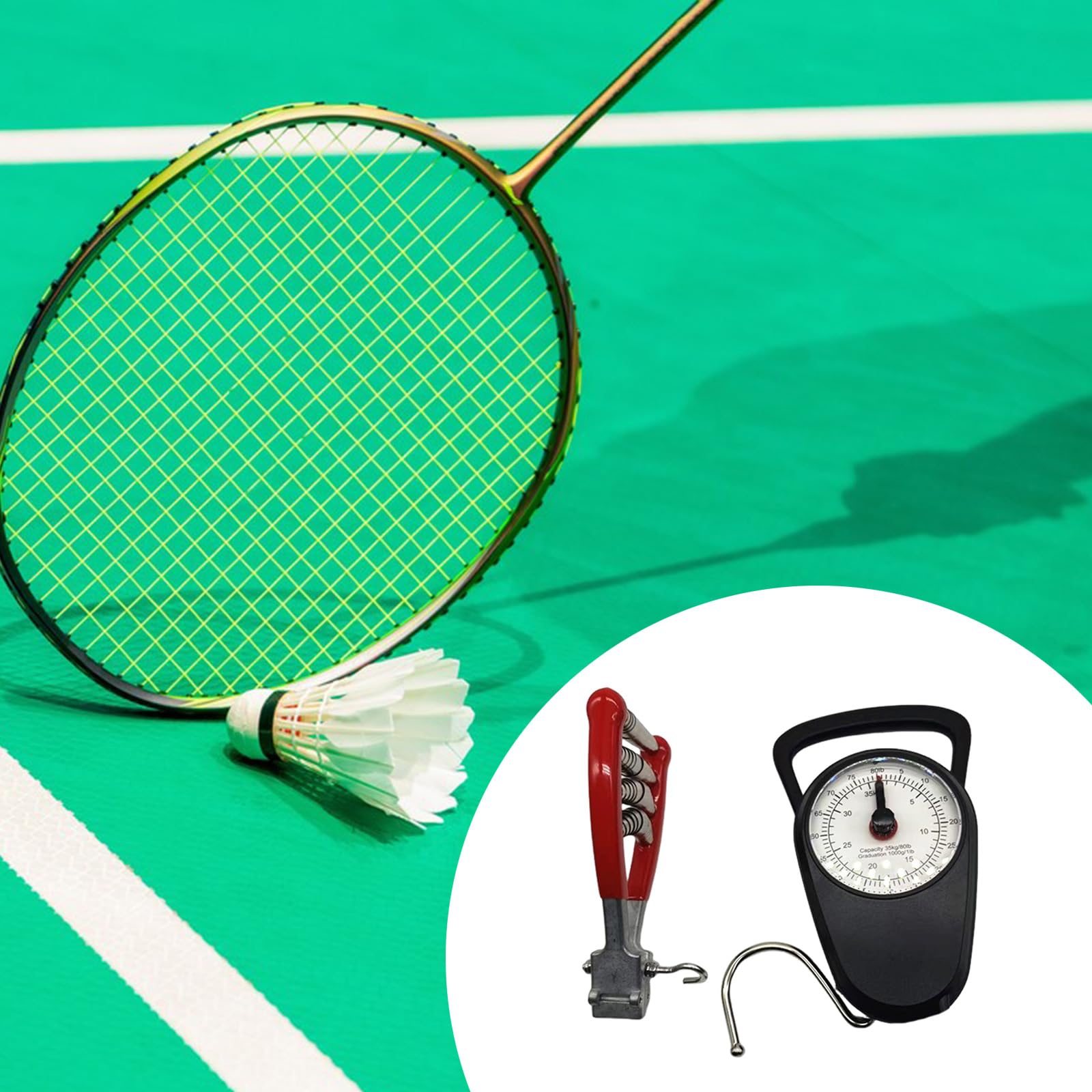 Generisch Badminton Saiten Klemmwerkzeug mit Federspannungsmesser und Haken