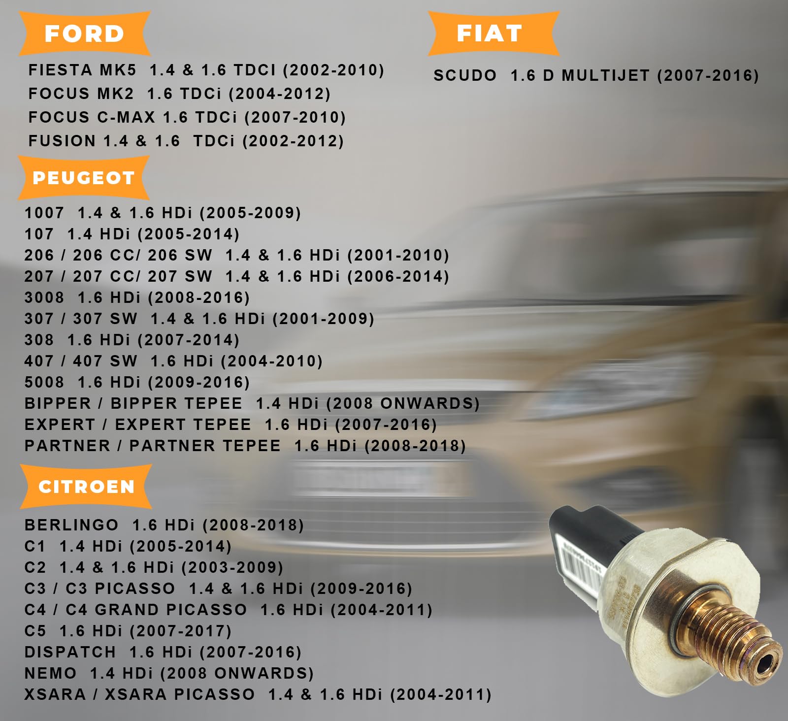 Sensore Pressione Carburante Compatibile Con Peugeot, Citroen, Ford | 1920GW 9658227880 - Foto 5