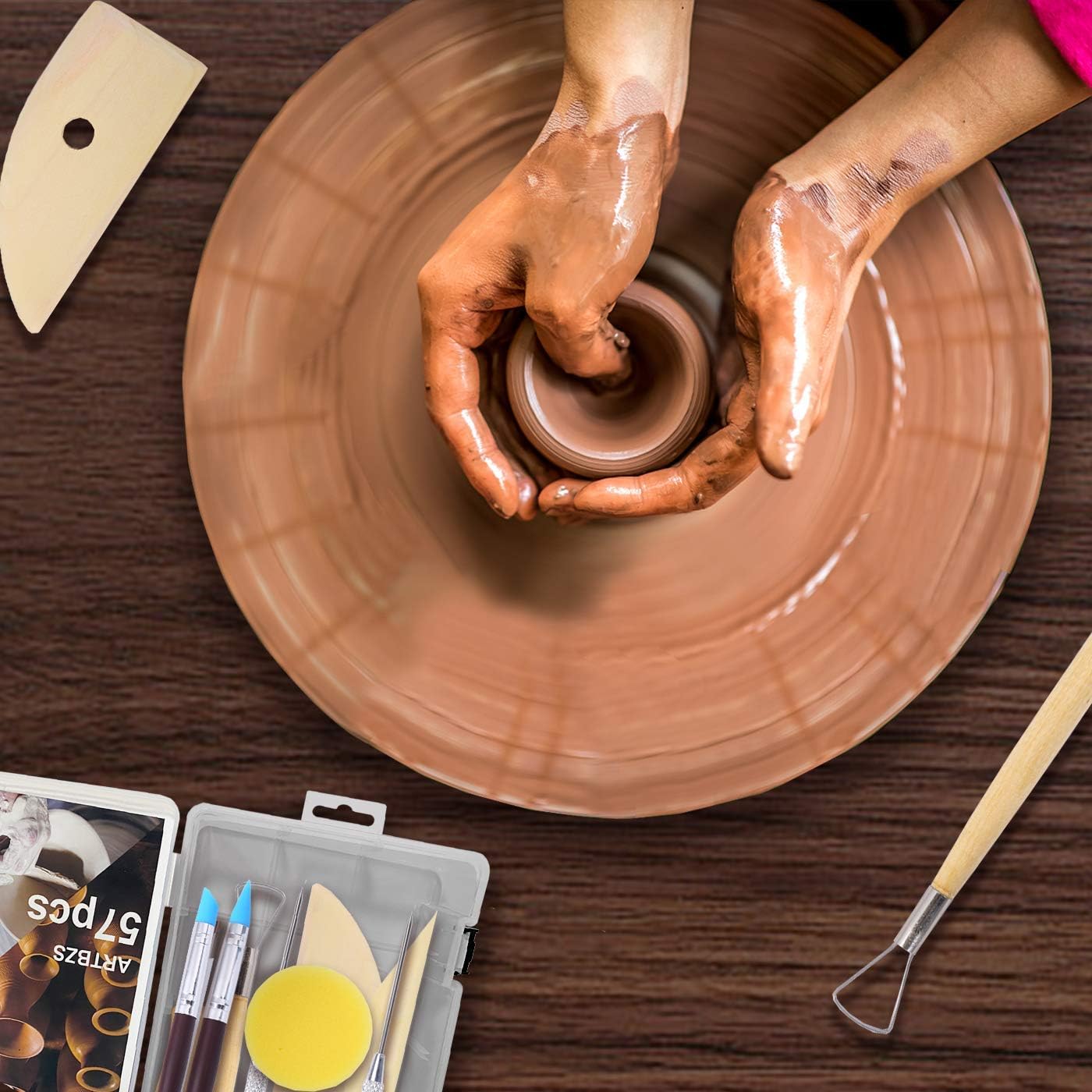 BAOSUMEI 57PCS Pottery Tools, Clay Sculpting Tool Set, Modeling and Pottery Tools Kit, Sculpting Tools for Polymer Clay and Miniature, Pottery and Sculpting Tool Set for Beginners and Professionals