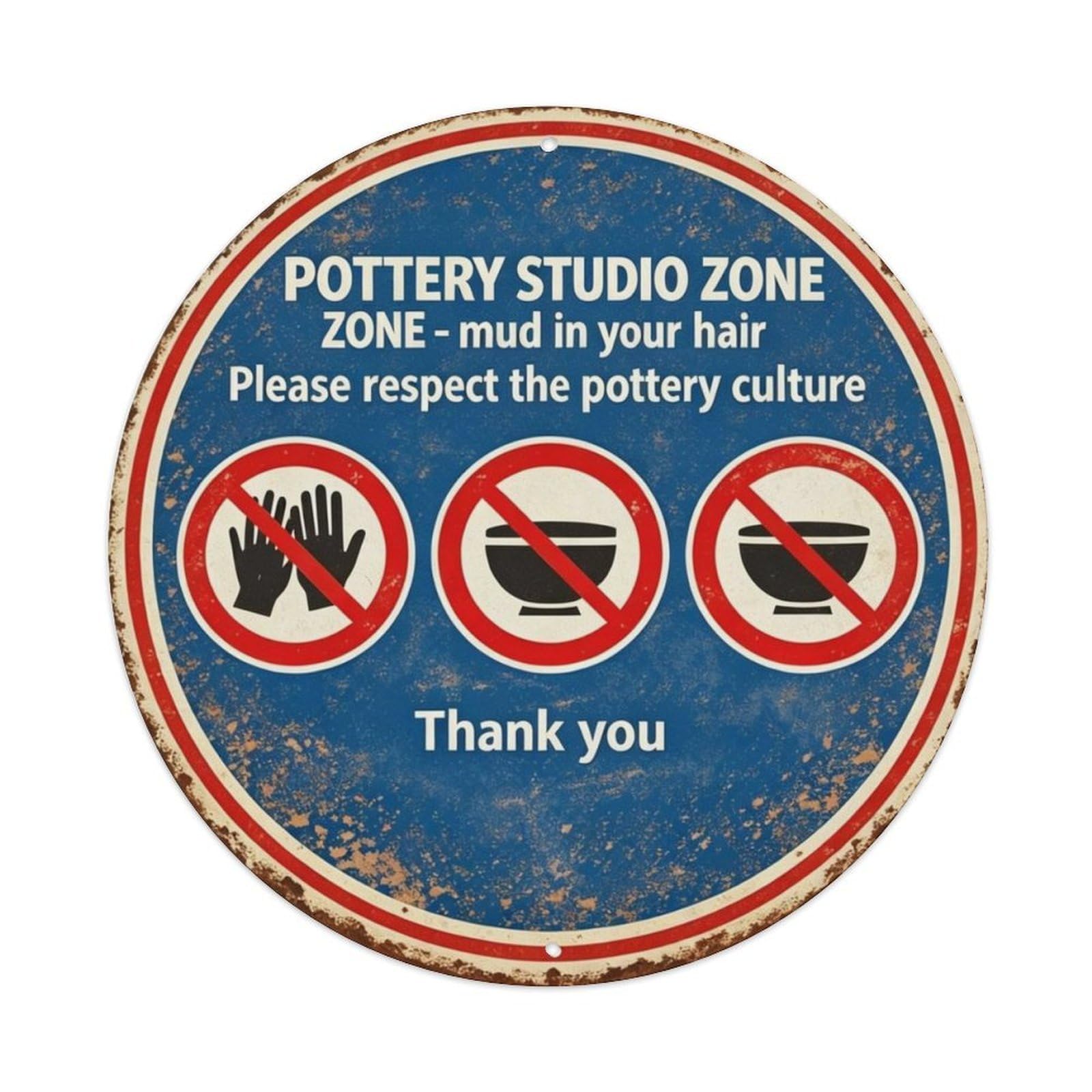 Pottery Studio Zone Metal Tin Sign Plaque