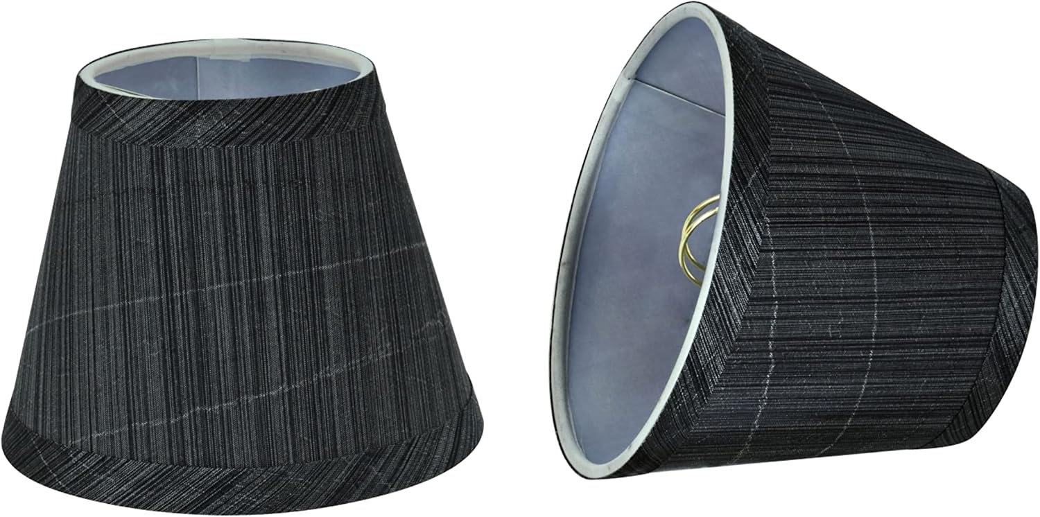 Aspen Creative 32061-2A, Hardback Empire Clip-On Chandelier Lamp Shade, Grey and Black, 3" Top x 5" Bottom x 4" Slant Height, Set of 2