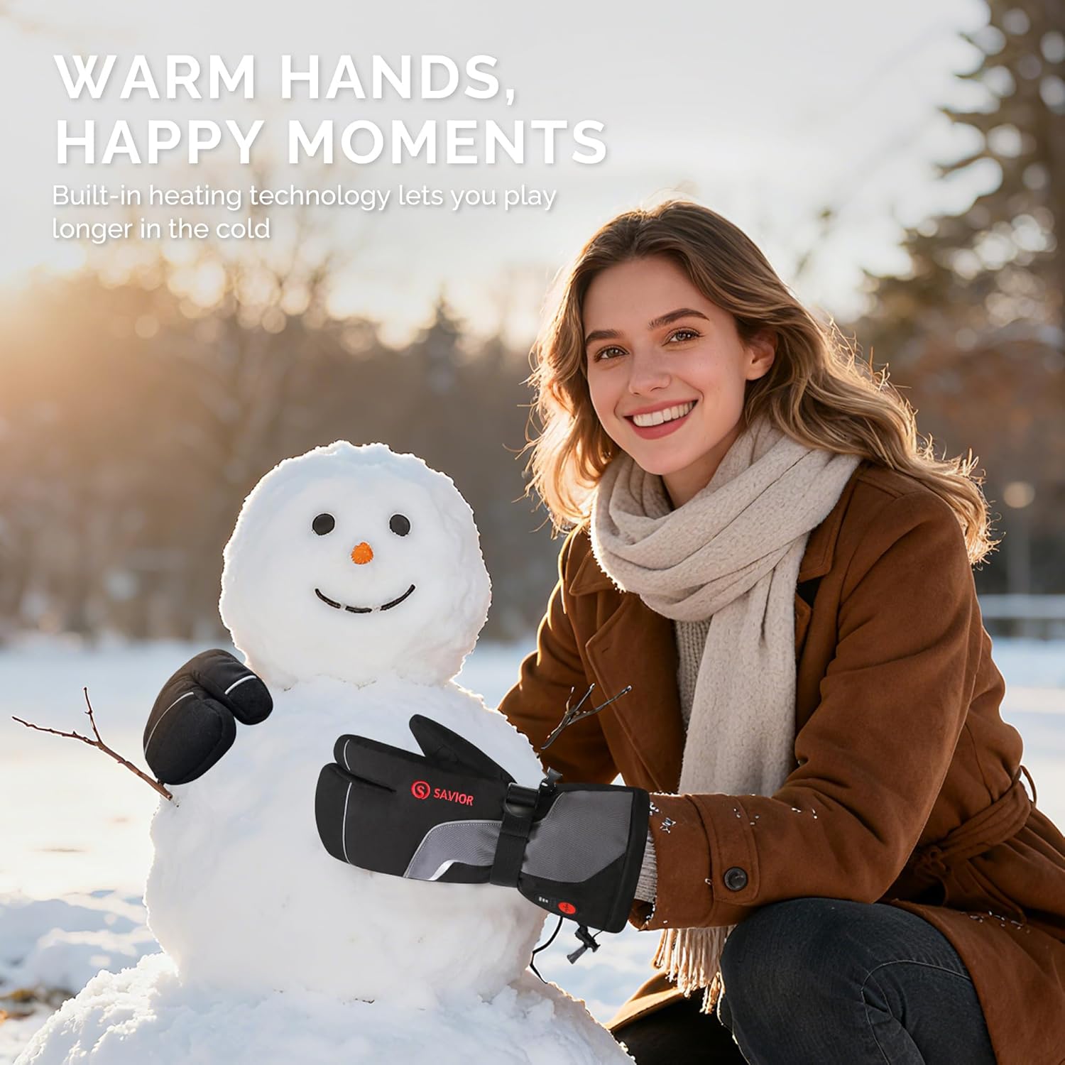 SAVIOR HEAT Heated Ski Mittens 3-Finger Gloves Electric Rechargeable Battery Mitts for Men Women Kids Winter Snowboard Motorcycle Skating Camping Hunting - Image 6