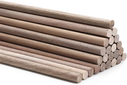 Amazon.com: Wenqik 24 Pcs Wooden Dowel Rods Walnut Dowel Rod Sticks for ...
