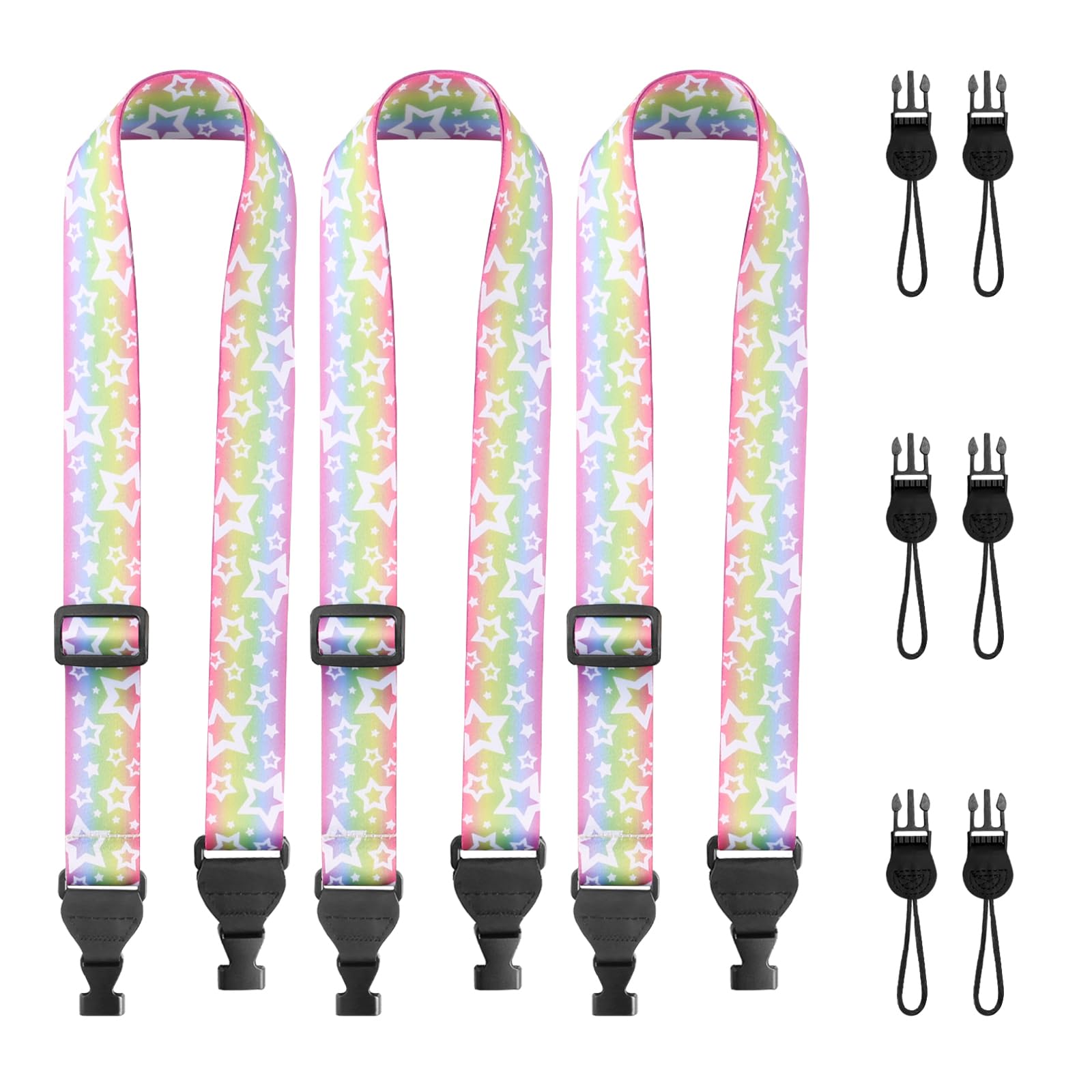FIEIL 3 Pack Adjustable iPad Strap, Nylon Camera Strap, Comfortable Shoulder Strap for iPad Case, Cellphone Tablet, Camera, Laptop, Binocular, Luggage Bag(Rainbow Stars Universal Neck Lanyard)
