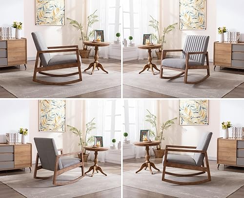 Miniatura 7 de CIMOO 3507 - Sillón mecedor para guardería, de mediados de siglo, moderno, reclinable, cómoda, sillón para dormitorio, sala de estar, color gris