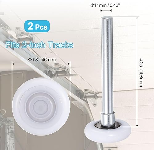 Miniatura 22 de uxcell 2 rodillos de nailon para puerta de garaje de 1.8 pulgadas para pista de garaje de 2 pulgadas, ruedas de puerta de garaje silenciosas de Azul