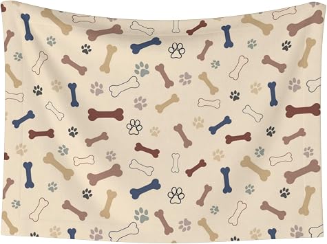 Dog Blanket for Couch - Cute Bones Paws Throw Blanket 23x16 Pet Blanket for Dogs Cats