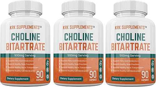 Paquete combinado para 3 botellas totales de bitartrato de colina 900 mg por porción
