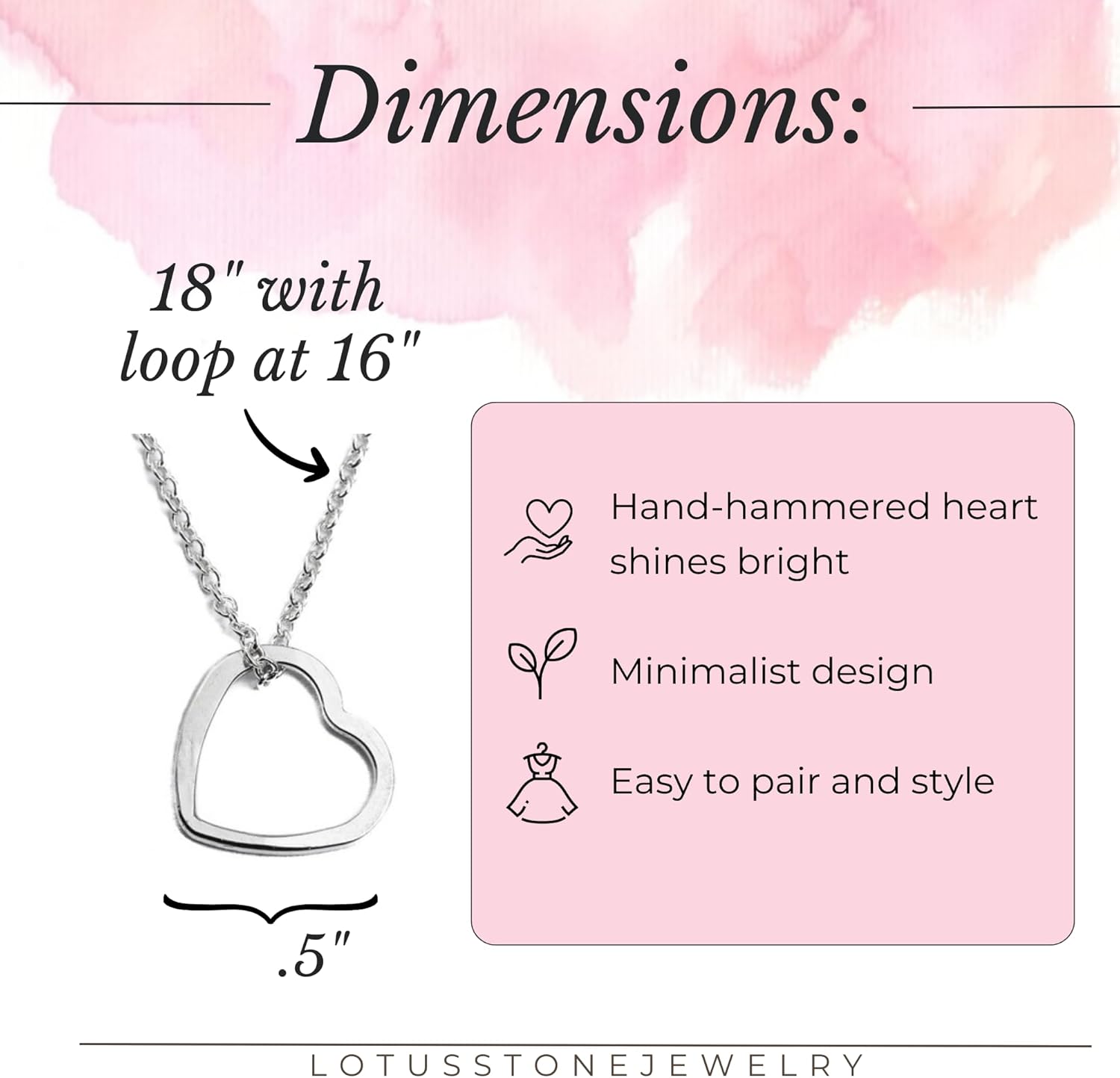 LOTUS STONE JEWELRY Sweet Heart Necklace in Solid Sterling Silver & 14K Gold Filled, Hammered Heart Pendant on Adjustable 18" Chain, Handmade Valentine's Day Necklace - Image 4