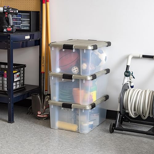 Miniatura 5 de IRIS USA - Contenedores de almacenamiento de 60 cuartos de galón con tapa de sellado de junta, paquete de 3 unidades, sin BPA, contenedores móviles