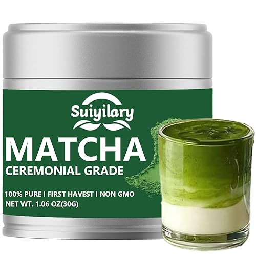 Polvo de matcha de grado ceremonial, polvo de té verde de primera cosecha de primera calidad, té matcha, 100% puro, vegano, sin gluten, sin azúcar y