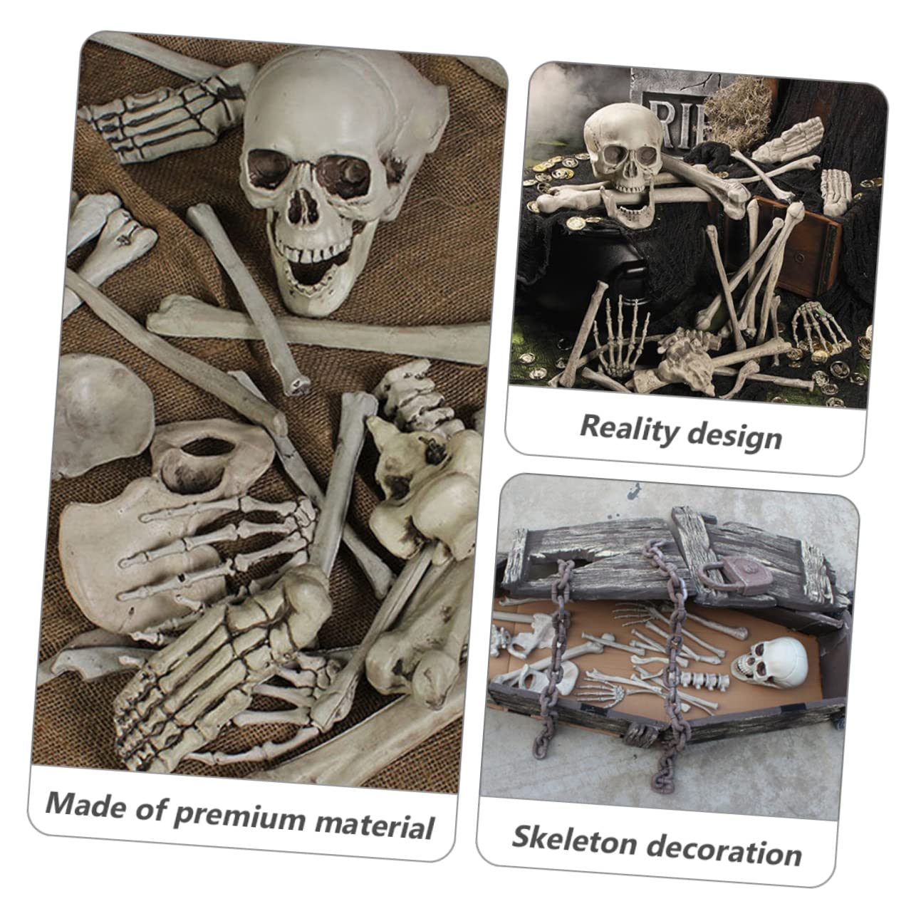 Abaodam 1 Paquete Esqueleto De Cráneo De 28 Piezas Esqueleto Falso Decoración De Esqueleto Decoración del Cráneo De Halloween Decoraciones De Plástico De Succión Abs Verderón Hueso