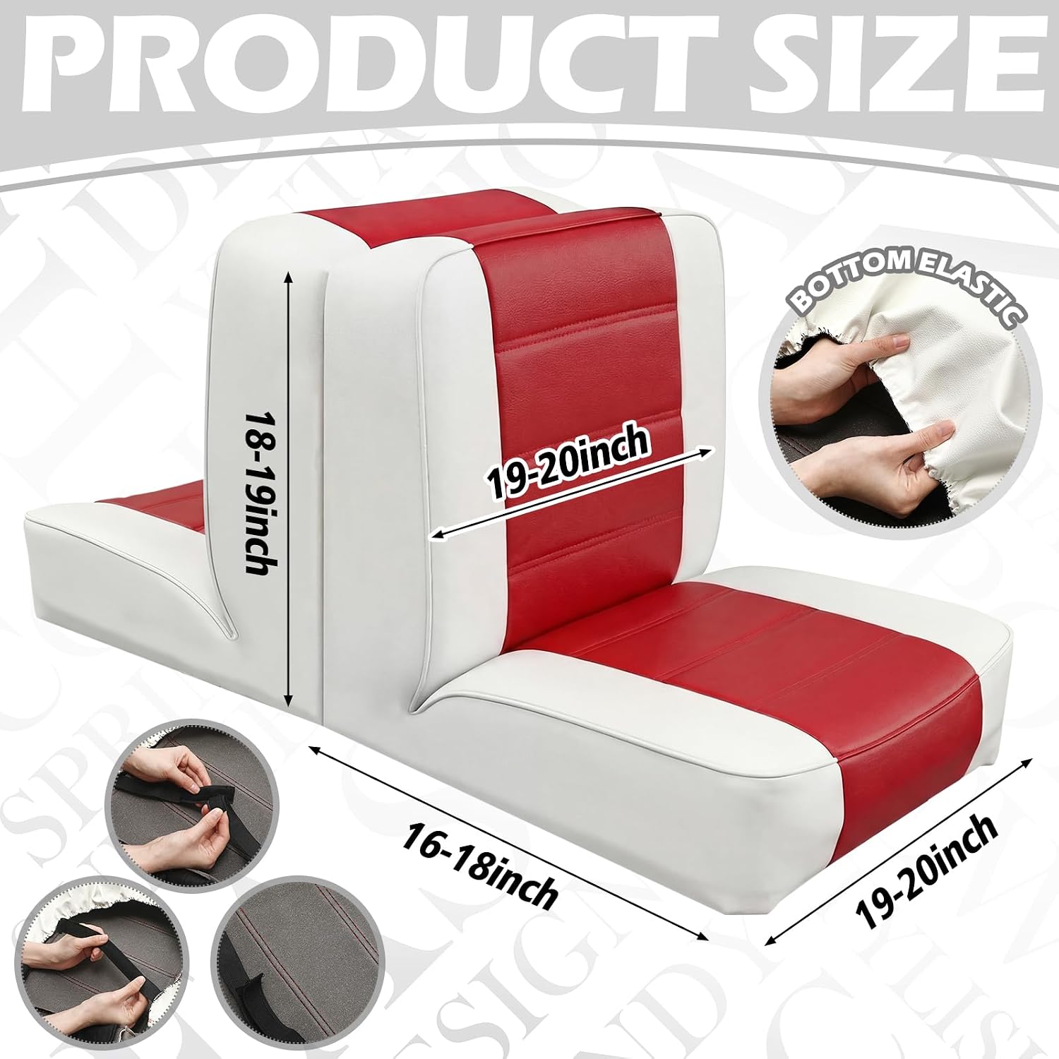 1 set back to back boat seat covers replacement boat lounge seat covers waterproof polyvinyl chloride for protector boats seats deluxe back-to-back lounge seats cover (red white) red white 1