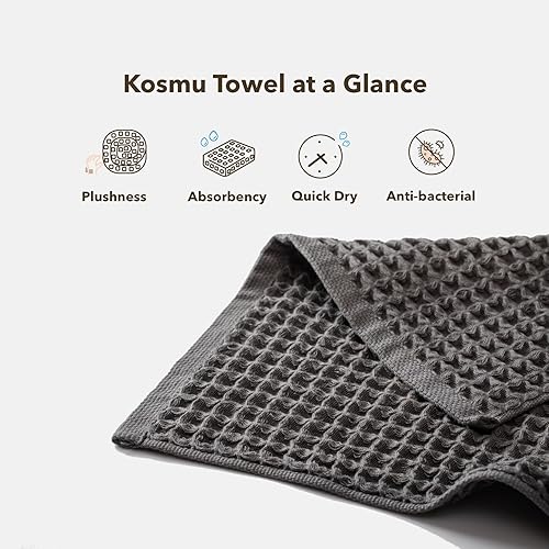 Miniatura 3 de Juego de toallas de baño  Toalla de baño 100% de lujo de algodón japonés de seda gofre, felpa, absorbente y de secado rápido, bolsa de