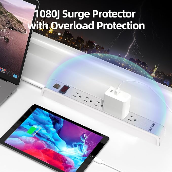 Protector eléctrico Tiffcofio con 6 tomas y 2 puertos USB miniatura 6