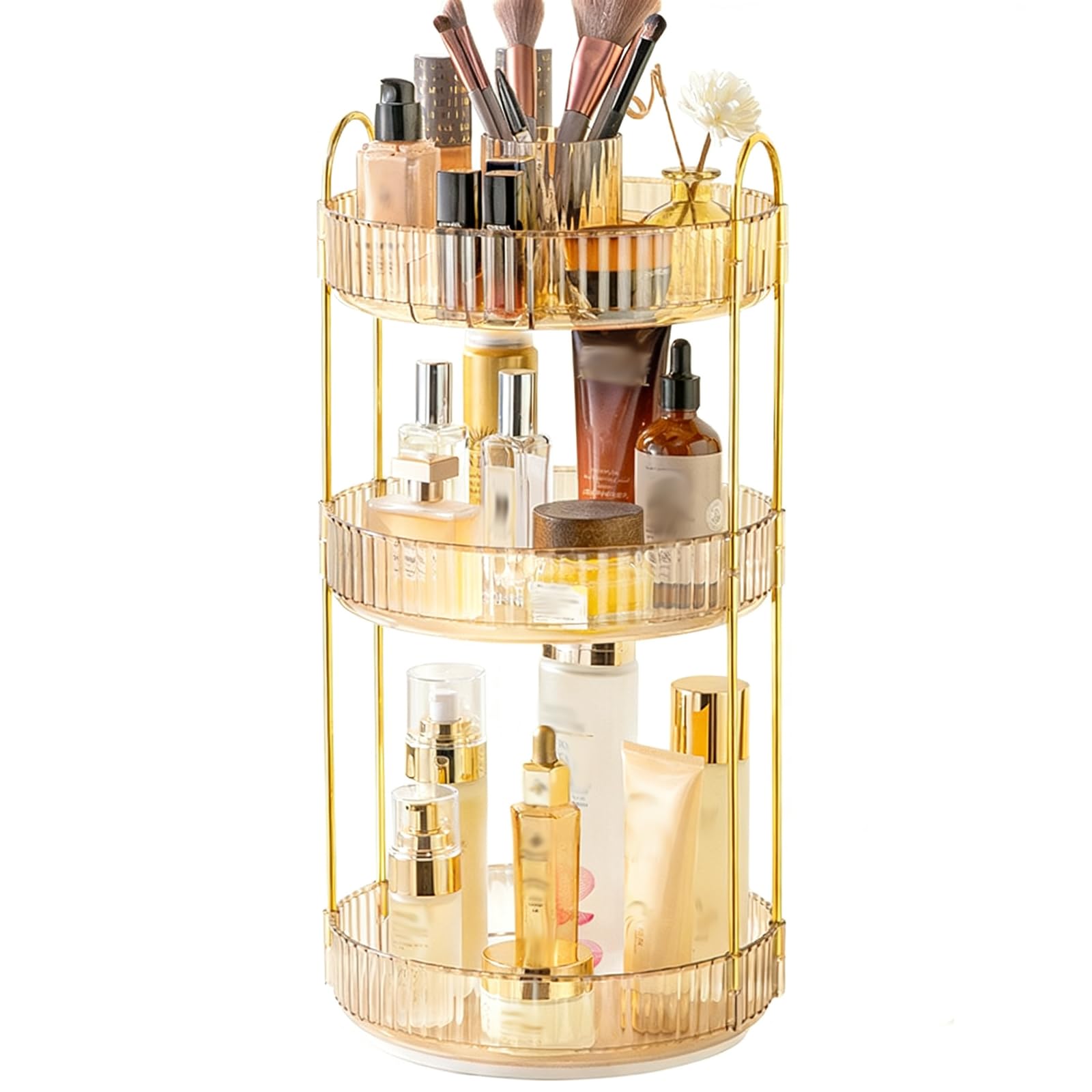 Zambuph 360 Degree Rotating Makeup Organizer And Perfume Stand Made amber