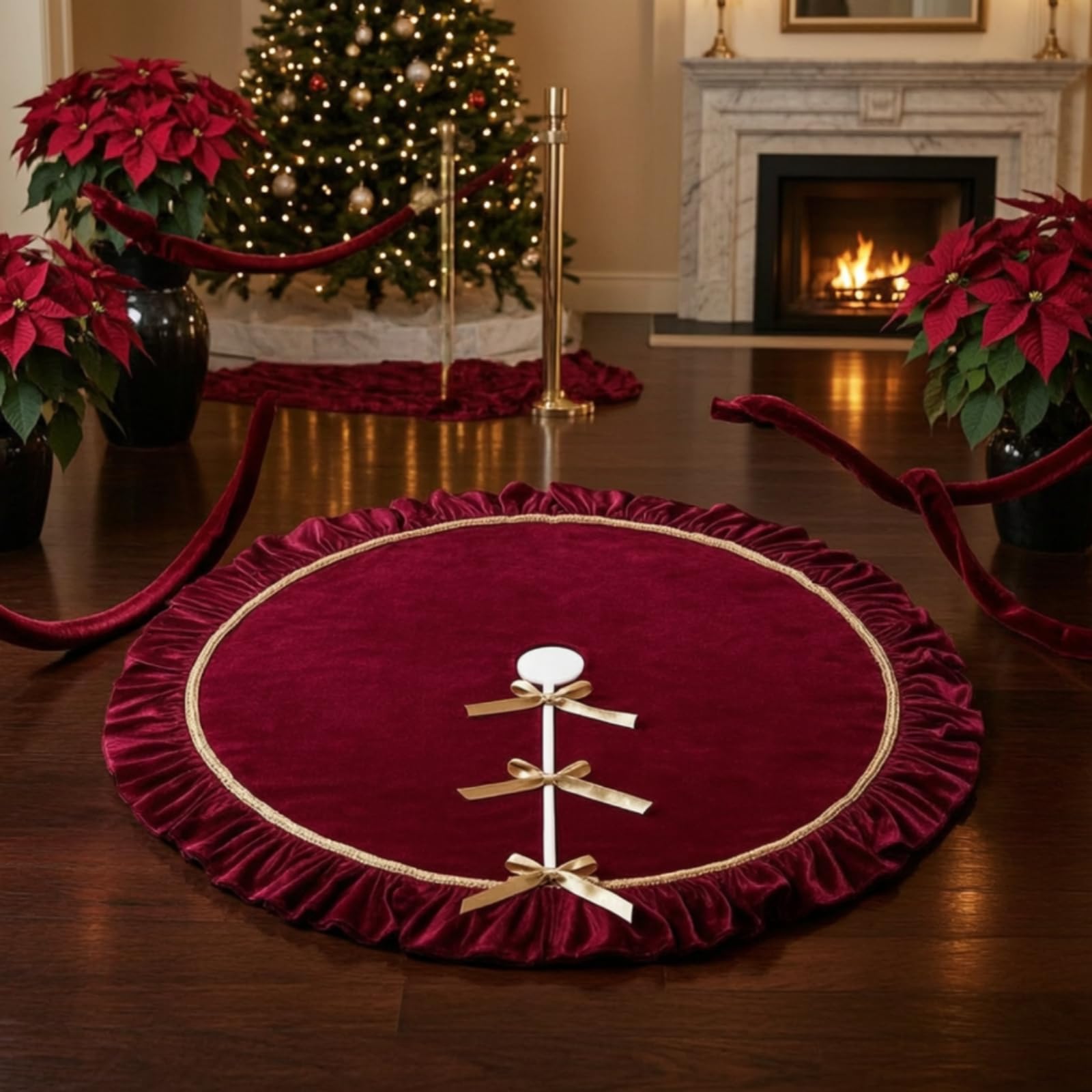 MERIGLARE Jupe pin Noël en Velrs Luxueuse Jupe pin Bordure e Réutilible pr lon