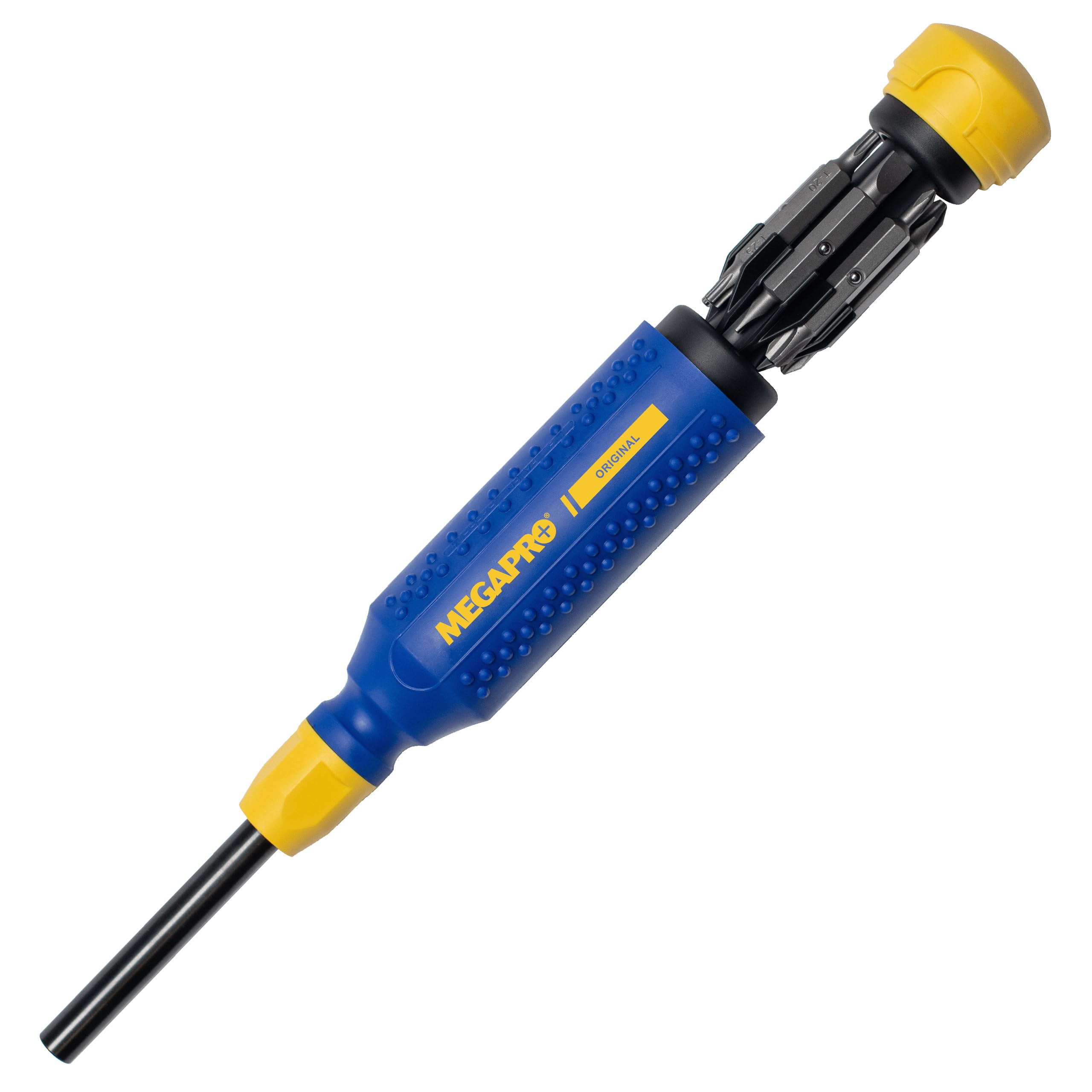 MEGAPRO 15-in-1 Original Multibit Screwdriver | Home DIY & Repair | Professional | 14 Industrial Bit Tips | 1/4" Hex Drive | Phillips, Slot, Pozidriv, Inbus, Torx