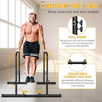 Adjustable Dip Bar Portable Functional Dip Stand Station Exercise Heavy Duty Parallel Bars Workout Equipment for Strength Training