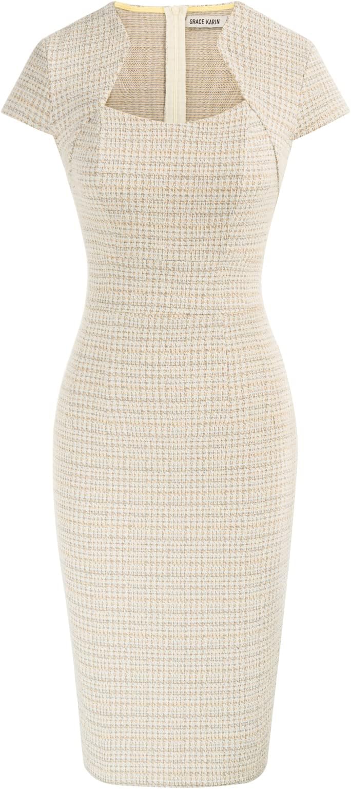 Work Dresses for Women Tweed Pencil Dress