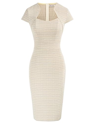 Women's Gorgeous Pencil Dress Cap Sleeve Tweed Pencil Dress for