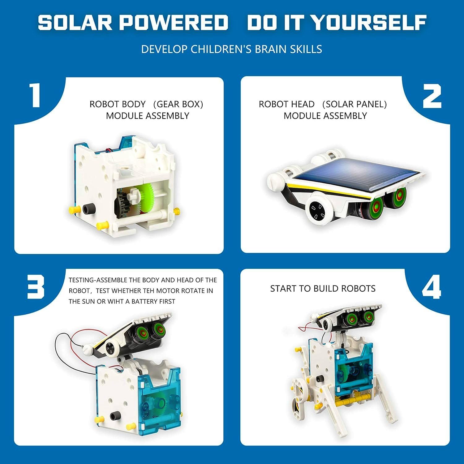 Velocious® STEM 13-in-1 Solar Power Robots Creation Toy, Educational Experiment DIY Robotics Kit, Science Toy Solar Powered Building Robotics Set Age 8-12 for Boys Girls Kids Teens to Build - Image 2 thumbnail