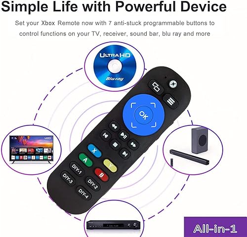 Miniatura 4 de Control remoto universal multimedia para Xbox One Xbox One S y Xbox One X control remoto IR estándar con 7 teclas de aprendizaje más para controlar