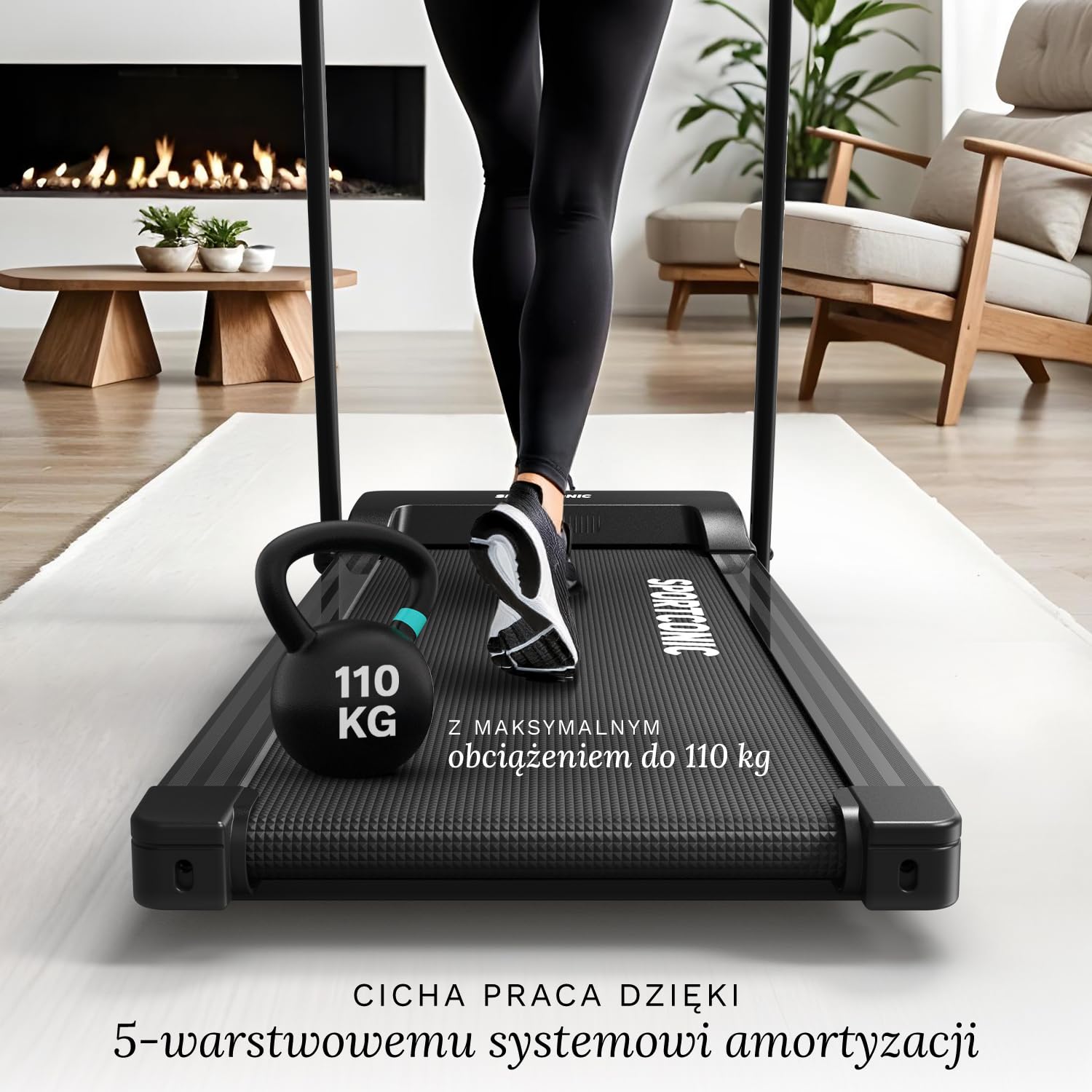 Sportconic Bieżnia Elektryczna 1-12KM/H | Bieżnia do Domu Składana | Bieżnia z Nachyleniem | Pod Biurkiem | Zestawie Uchwyt Na Tablet i Pilot (Bez maty ochronnej, 1-12 km/h (T140))