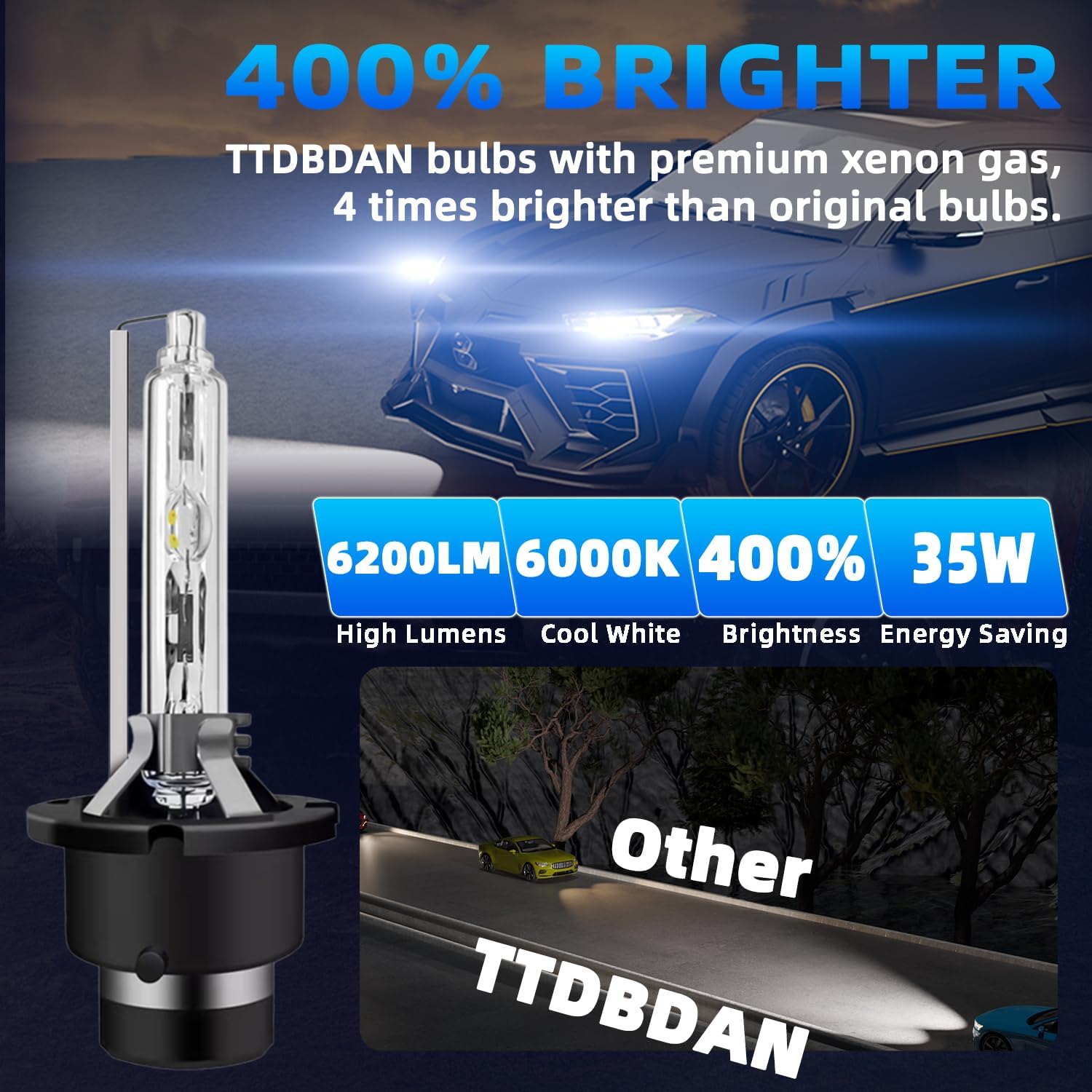 Headlights Fit for Infiniti G37 2011-2013 Headlight Bulbs,D2S HID Xenon High/Low Beams+ h11 Halogen Fog Lights, Bright Front Lights,Plug And Play,Pack of 4