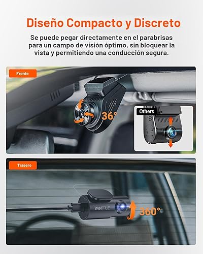 Miniatura 6 de Vantrue S1 Pro AI Dash Cam frontal y trasera, cámara doble para el salpicadero de 1440P con 2.7K, STARVIS 2, visión nocturna HDR, WiFi 5G, 60FPS,