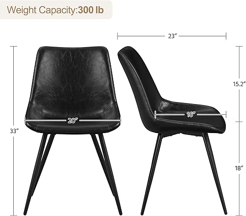 Miniatura 3 de Yaheetech Juego de 2 sillas de comedor modernas tapizadas con asiento de piel sintética y patas de metal para el hogar, cocina, diseño sin brazos,