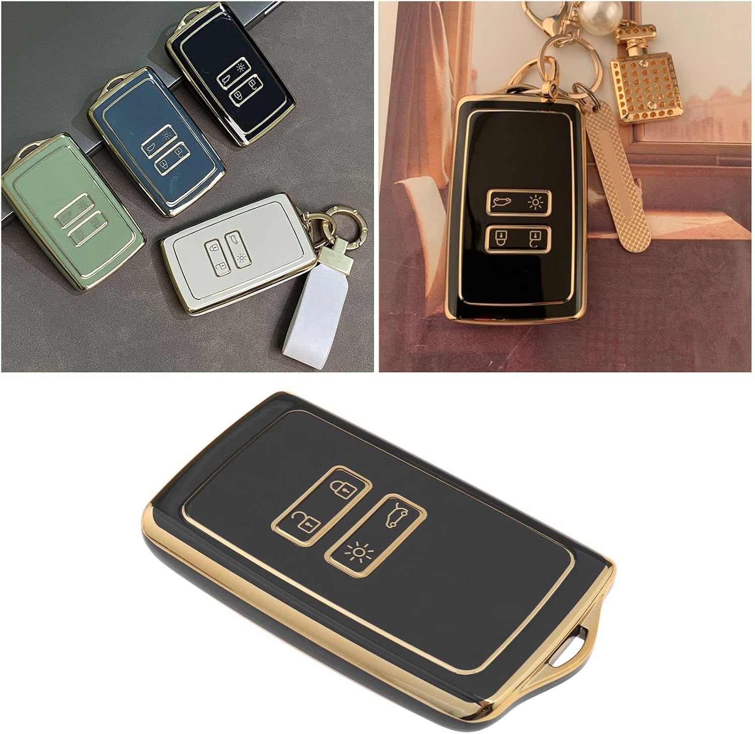 Piece Car Key Accessories Compatible With Renault Smart Key 4 Button Soft Silicone Case Holder Tip Clio Espace 5 Master Bus Talisman Megane Etc Black Black