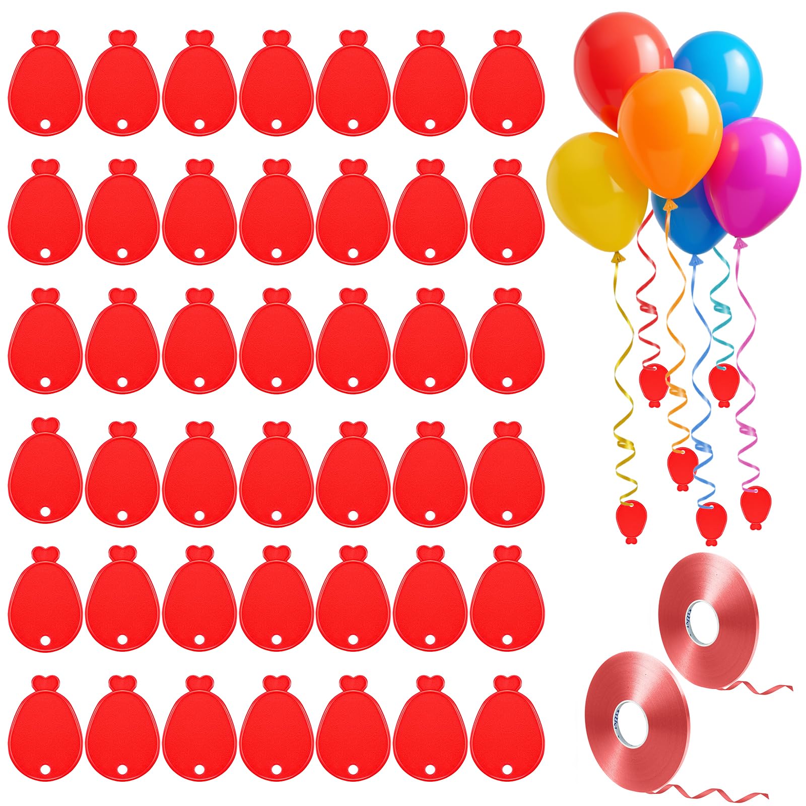 36 Pack Helium Balloon Weights - Red Plastic Party Accessories - Perfect for Securing Balloons at Birthdays, Weddings, New Year - Heavy Duty 295g Weights for Decorations