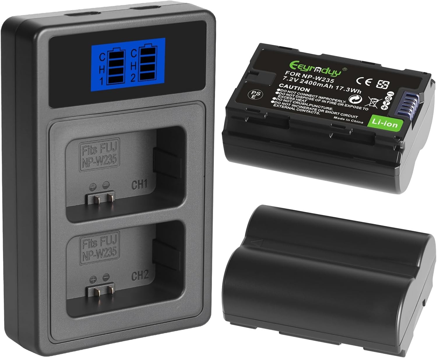NP-W235 Battery 2Pack and Charger 4080mAh Set for Fujifilm X-T5, X-T4, Double Slot NP-W235 Battery Charger for Fujifilm X-T5, X-T4, VG-XT4, X-S20, GFX50S II, GFX100S, X-H2, X-H2S (NP-W235)