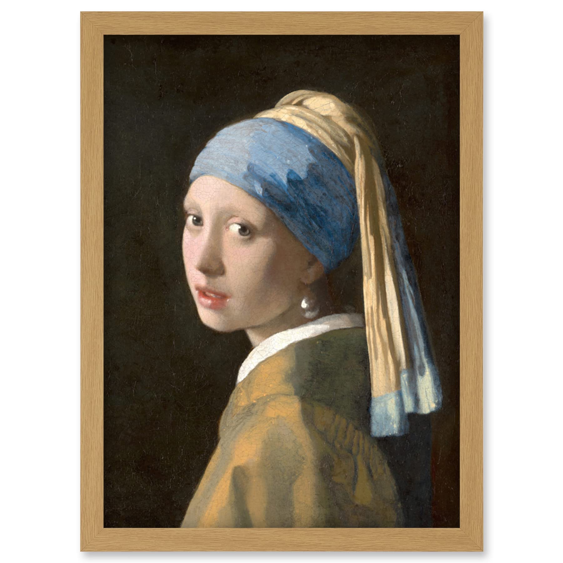 Artery8 Johannes Vermeer Girl with a Pearl Earring Reproduction Painting Artwork Framed Wall Art Print A4