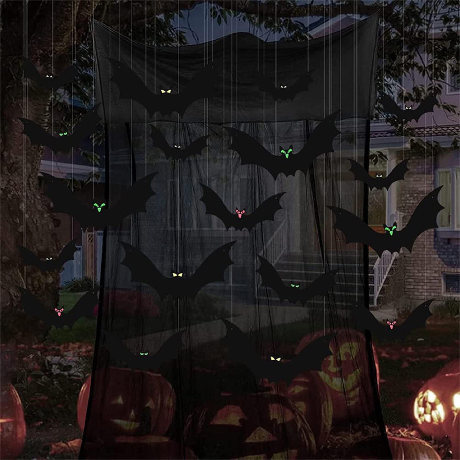 Halloween Lametta-Girlande, 18 M, Mit Fledermaus-Motiv – Glitzernd, Dick, Für Innen & Außen