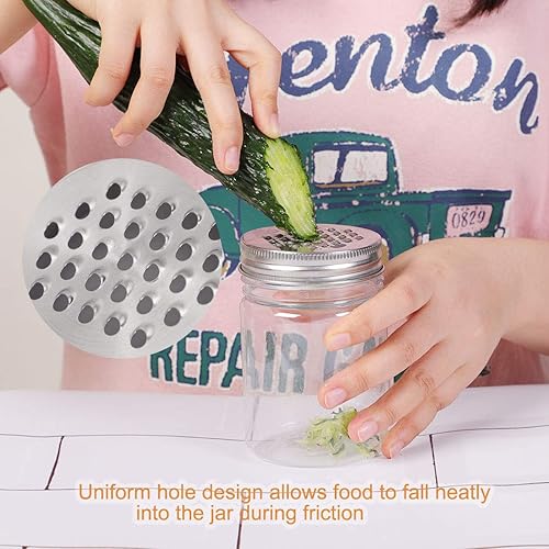 Miniatura 2 de uxcell 4 tapas de rallador de tarro de masón de boca regular de acero inoxidable, tapa de rejilla de queso, tapa de cortador de cocina para