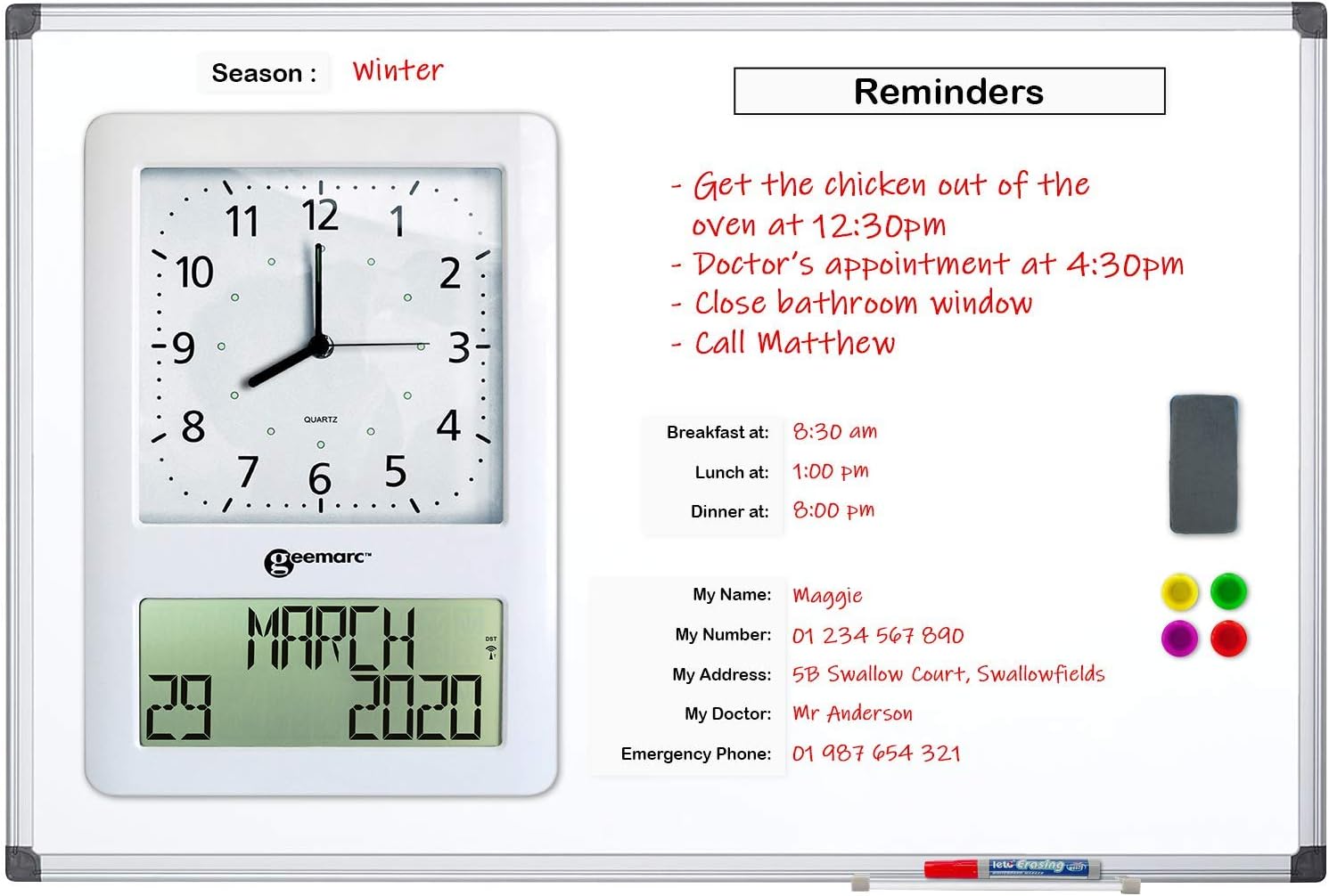 Geemarc VISO MEMODAY Reminder Board with Integrated Atomic Radio Day