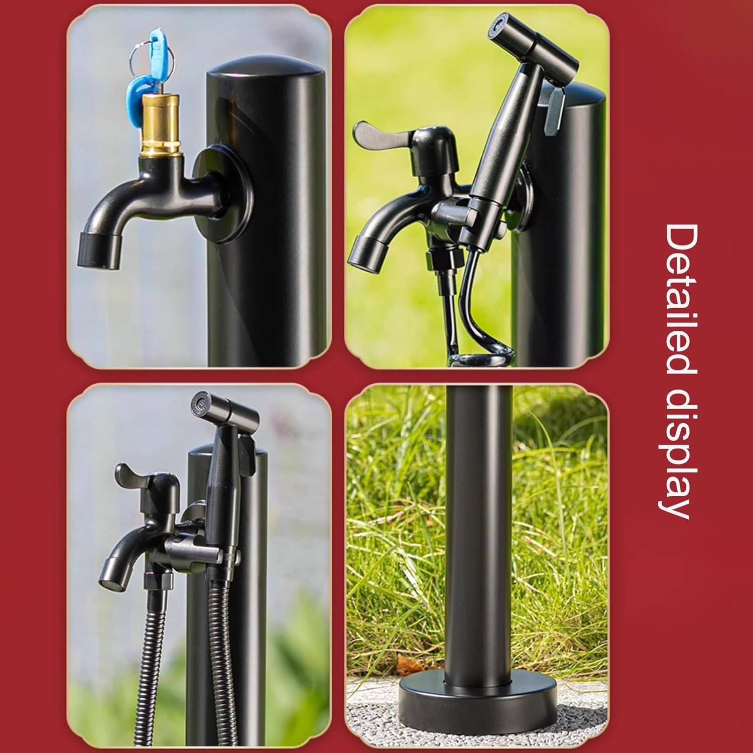 Outdoor Garden Water Column - Freestanding Hose Stand for Villas & Courtyards, Durable Black Design, Easy Installation, Ideal for Garden Watering Solutions