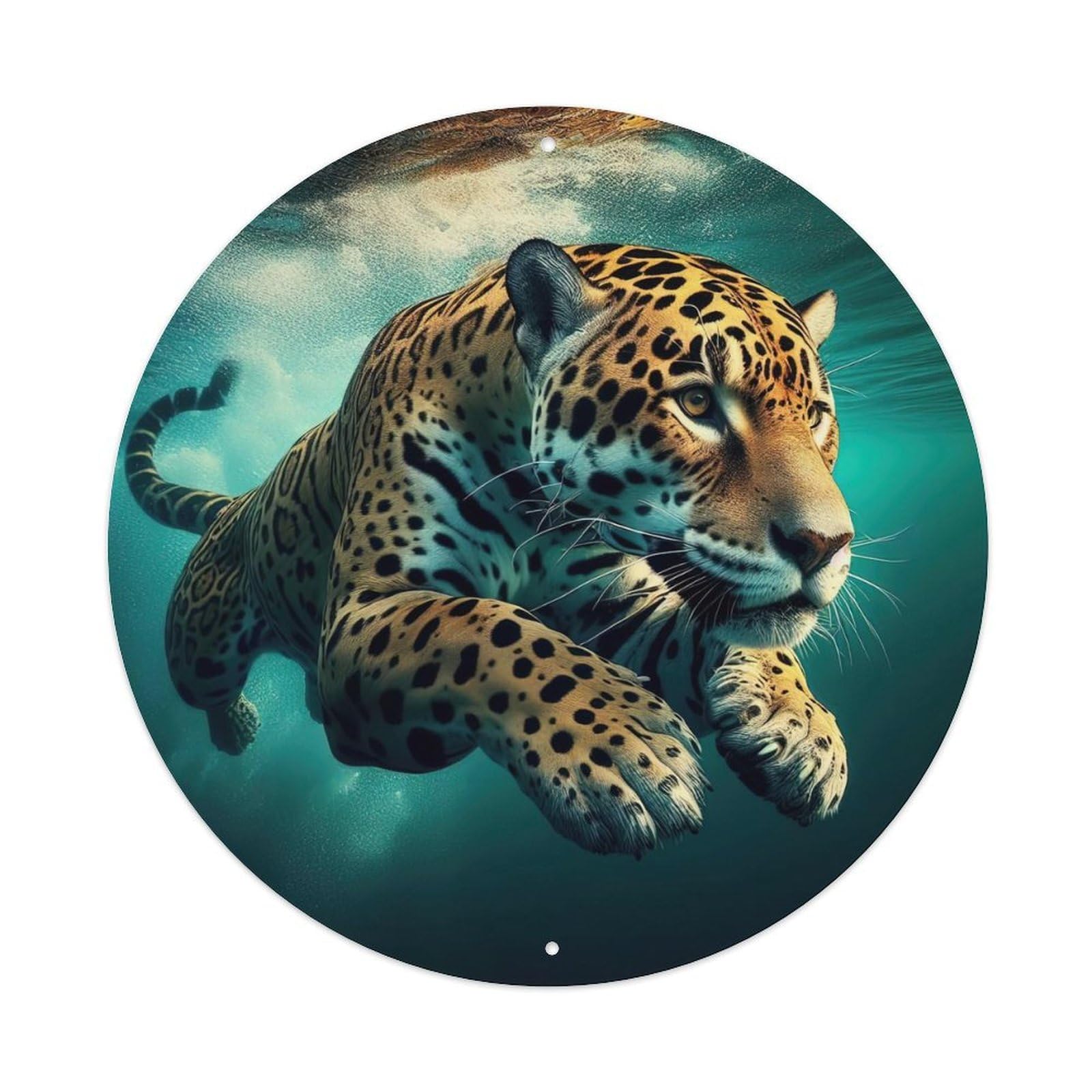 Animal Underwater Jaguar Hunt Metal Tin Sign