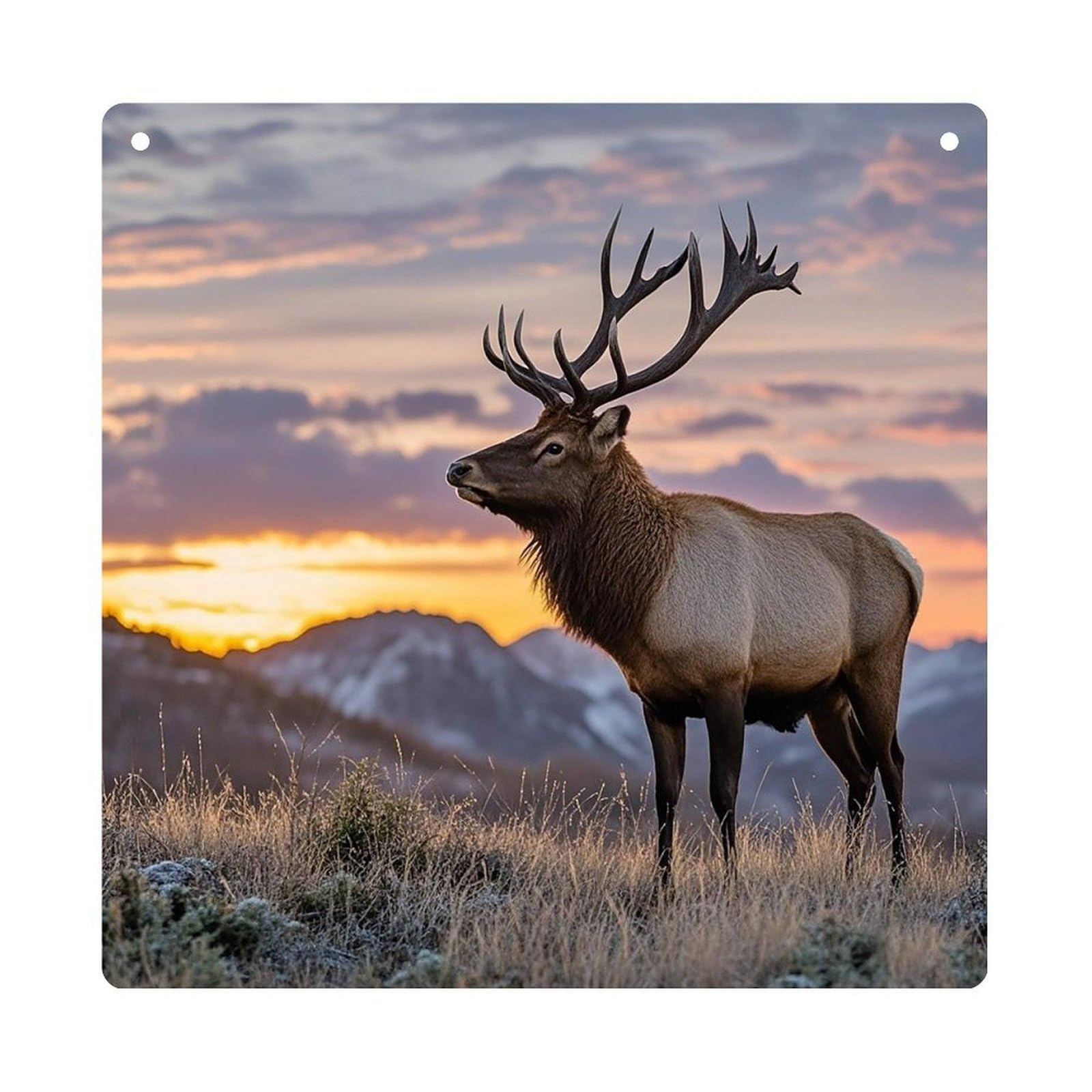 Red Deer Bull Elk Sunset Hanging Ornament Wall Decor Pendant