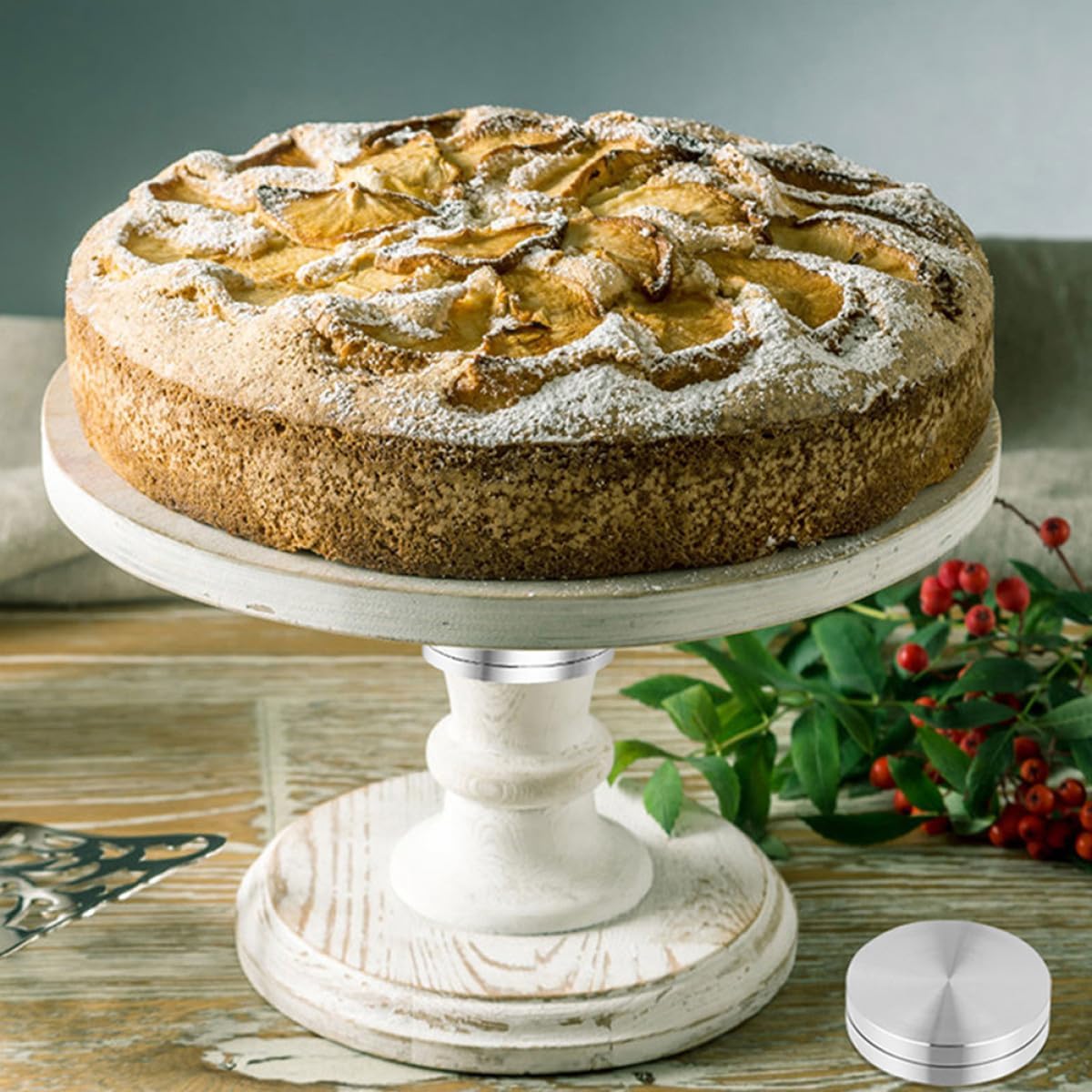 Rotating Cake Turntable Bearing Base Φ120mm Aluminum Alloy Rotatable Tray Swivel Stand for Cake Decorating and Baking Accessories