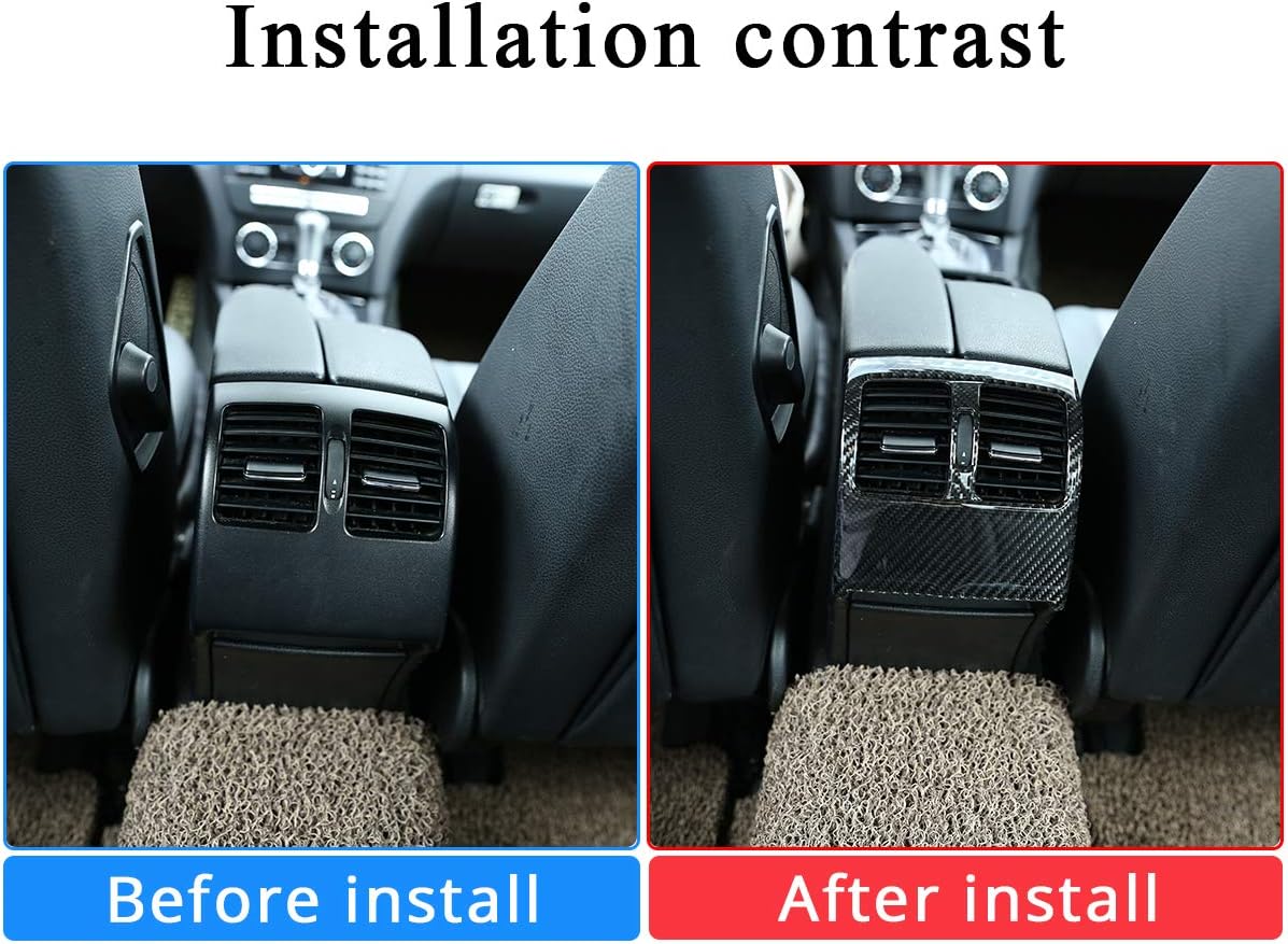 LLKUANG Soft Carbon Fiber Row Rear Air Conditioning Outlet Vent Frame Trim for Mercedes Benz C Class W204 2007-2013