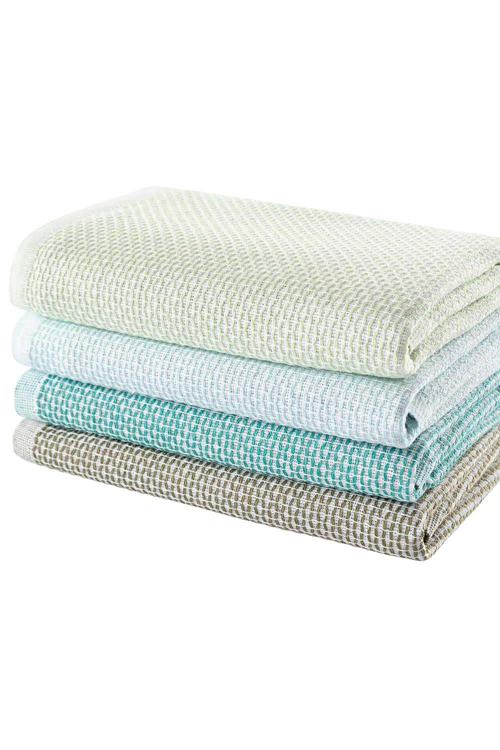 Blue Burgeon Tea Towel Fabric 1 4-40 x 60 cm Green Variety - Pleasant Green Kitchen Towels in Pack of 4