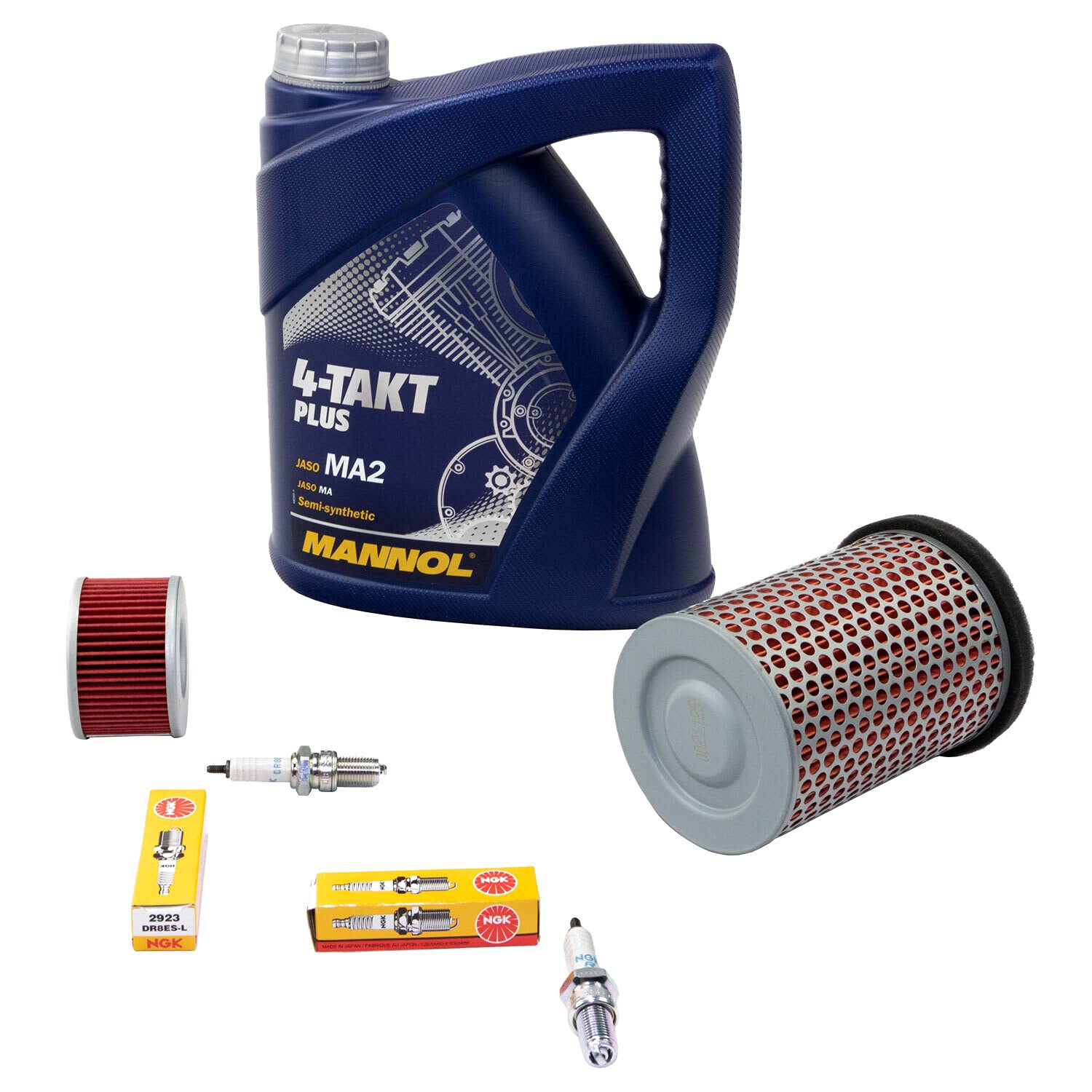 Wartungspaket Öl 4L + Luftfilter + Ölfilter + Zündkerzen für Hon da CX 500 CX 500 C CX 500 E CX500 Baujahr 1977-1986
